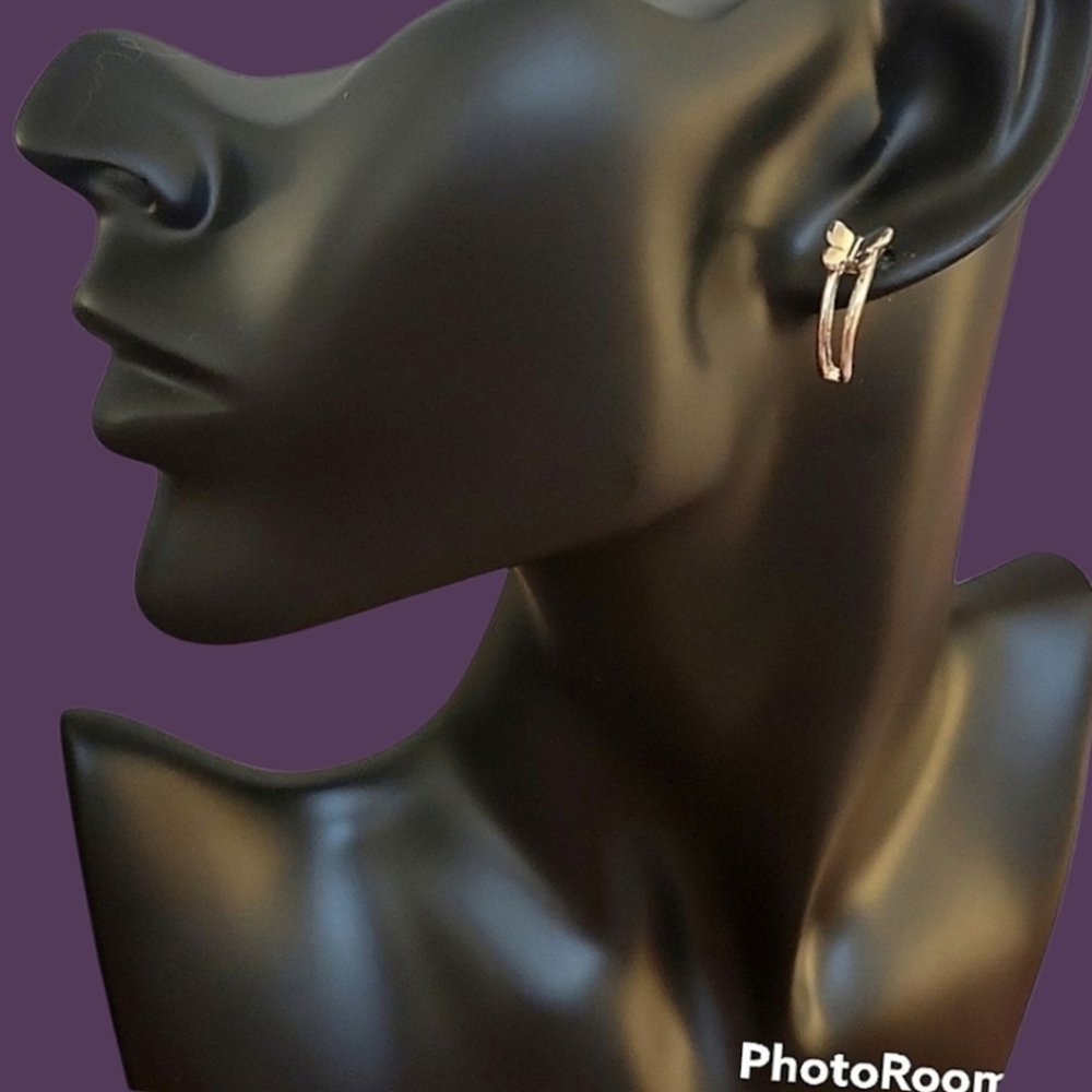 3/$30 Y2k Silvertone Butterfly Coquette Hoop Earrings